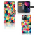 iPhone 13 Mini Telefoon Hoesje Geruit met kleurrijk ruitjesdesign en ruimte voor 3 pasjes.