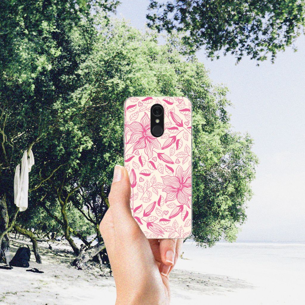 LG Q7 TPU Case Pink Flowers