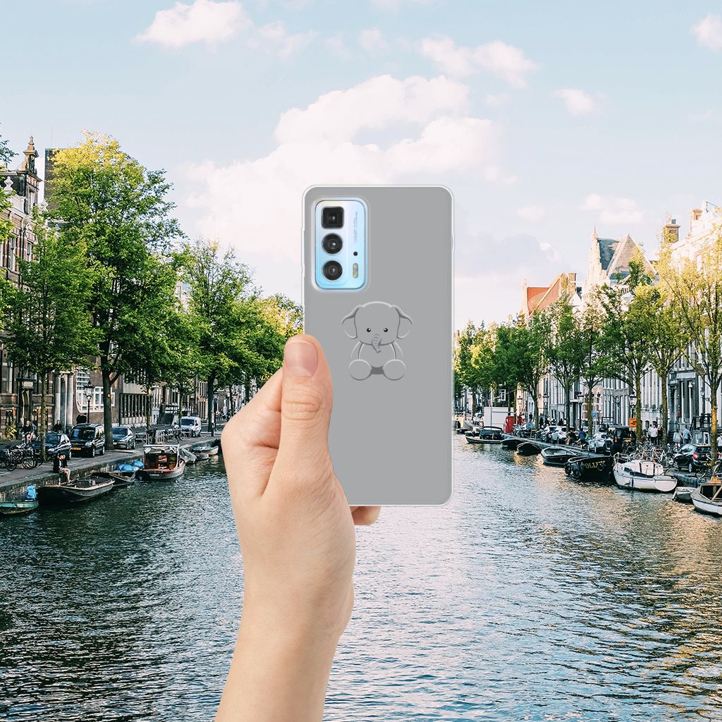 Motorola Edge 20 Pro Telefoonhoesje met Naam Grijs Baby Olifant B2C Telecom