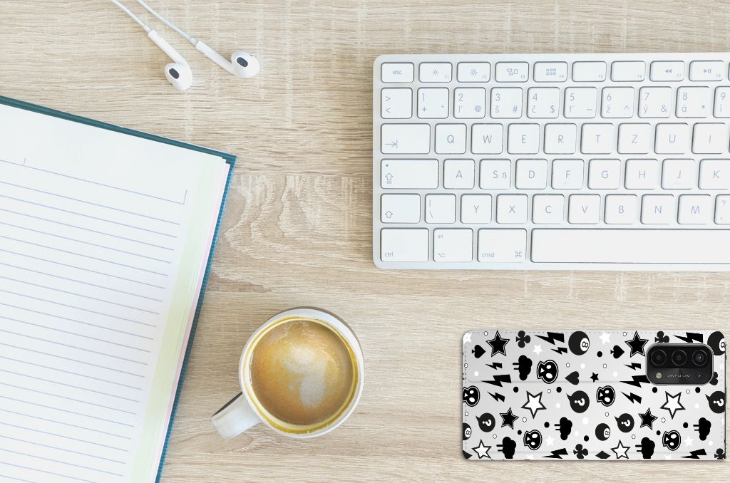 Mobiel BookCase OPPO A54 5G | A74 5G | A93 5G Silver Punk - B2C Telecom