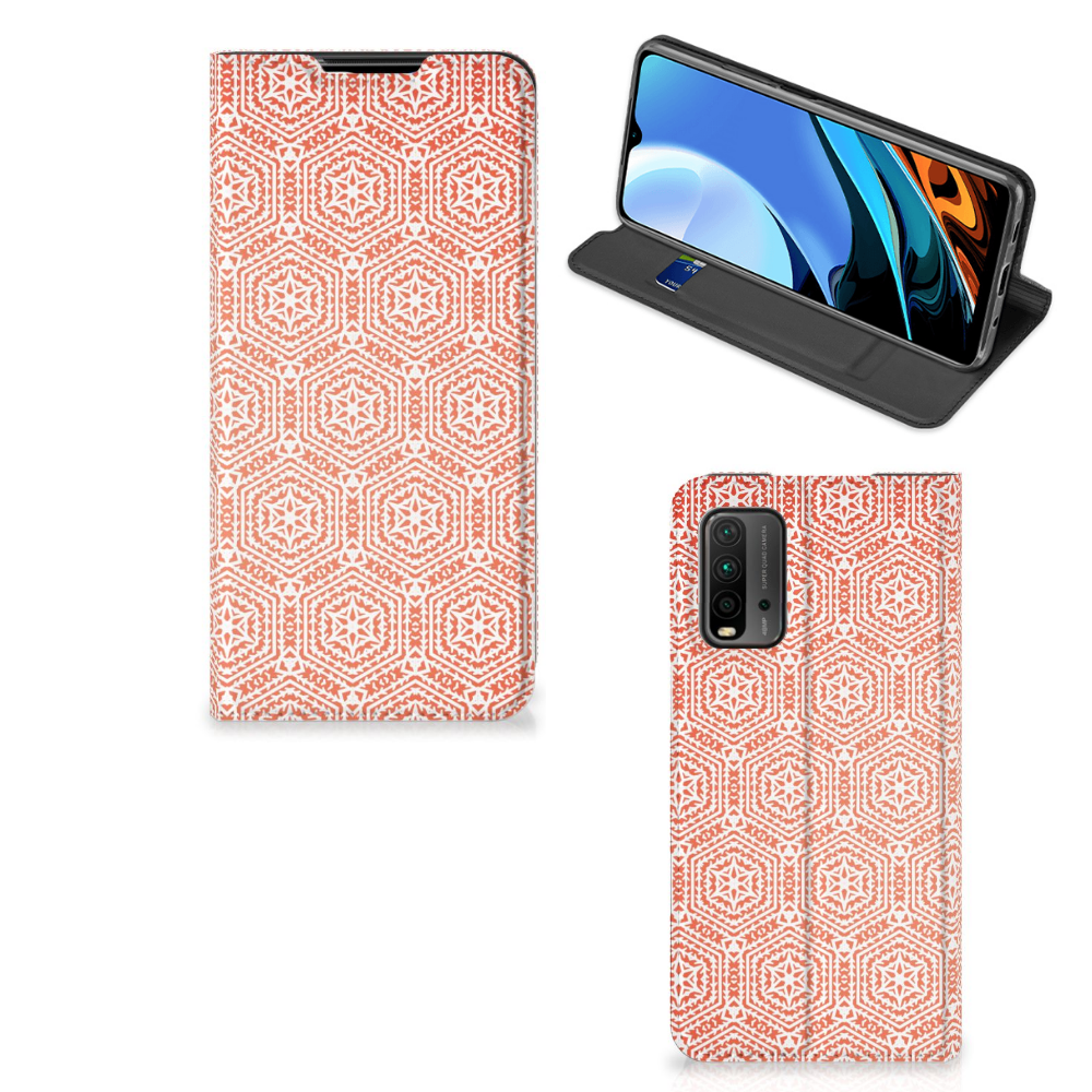 Xiaomi Poco M3 | Redmi 9T Hoesje met Magneet Pattern Orange - B2C Telecom