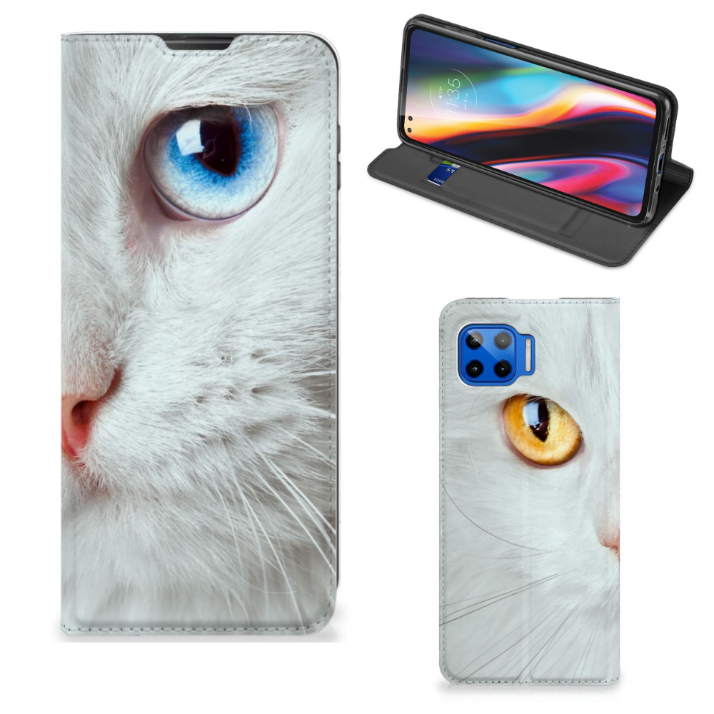Motorola Moto G 5G Plus Hoesje maken Witte Kat - B2C Telecom
