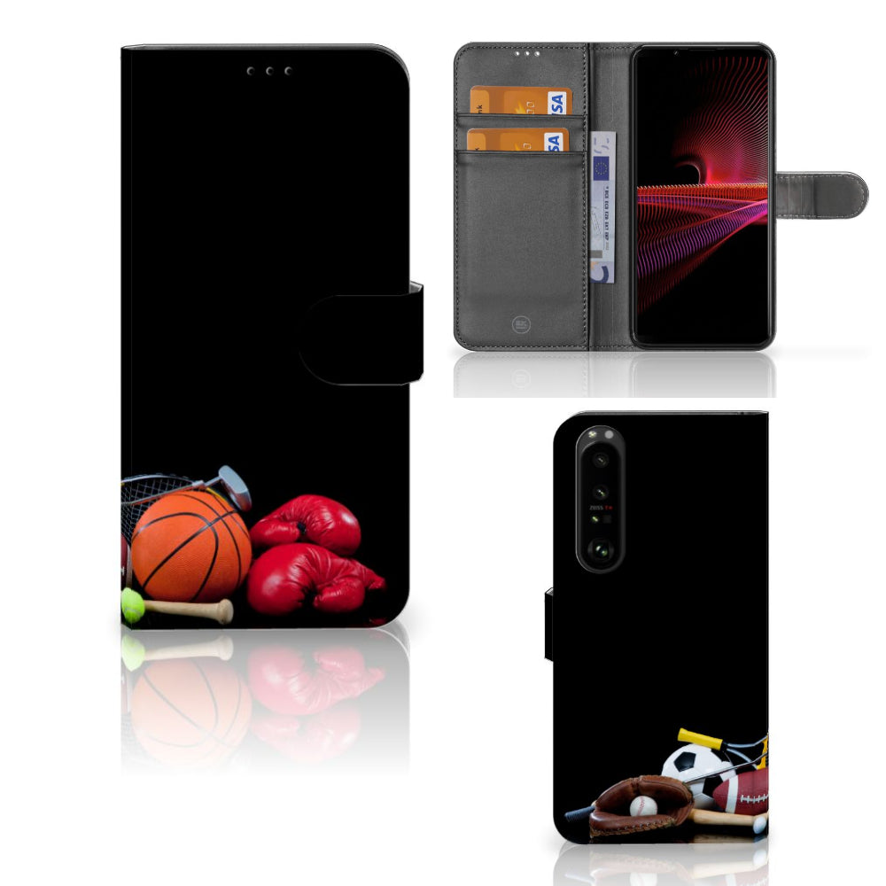 Sony Xperia 1 III Wallet Case met Pasjes Sports met sportafbeeldingen en pasjeshouders.