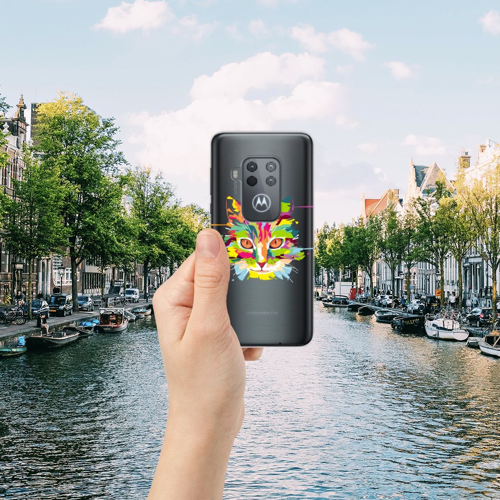 Motorola One Zoom Telefoonhoesje met Naam Cat Color