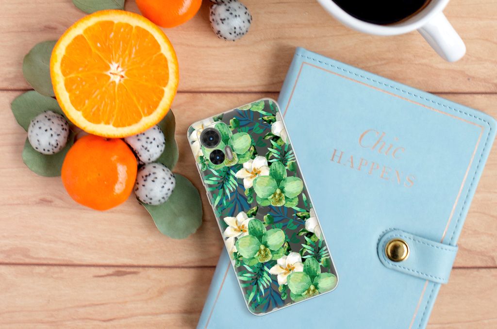 Motorola Edge 30 Neo TPU Case Orchidee Groen B2C Telecom
