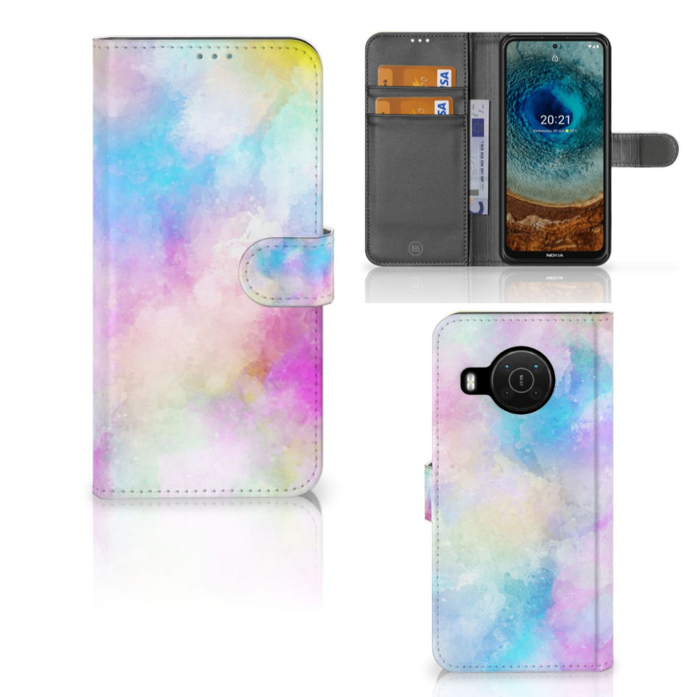 Hoesje Nokia X10 | Nokia X20 Watercolor Light met pasjeshouder en pastelkleuren in een uniek ontwerp.