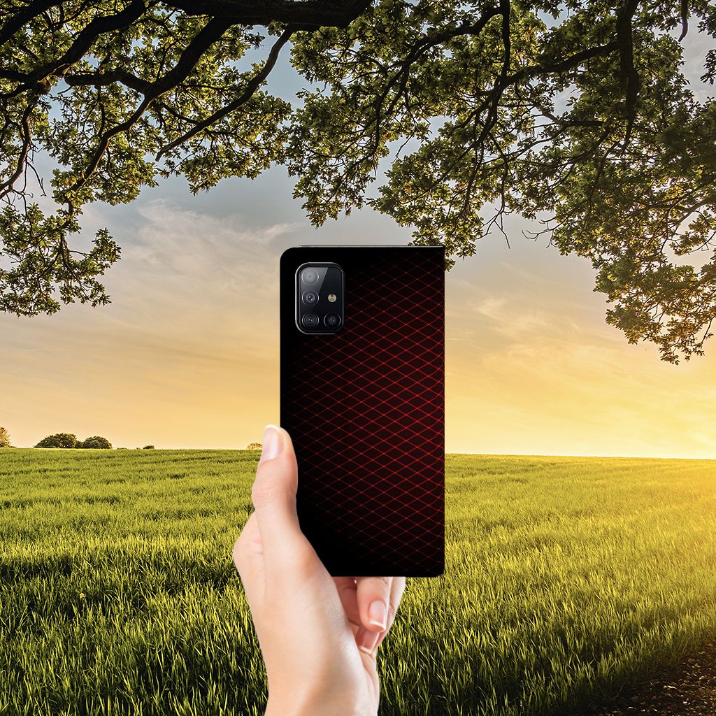 Samsung Galaxy A71 Hoesje met Magneet Geruit Rood - B2C Telecom