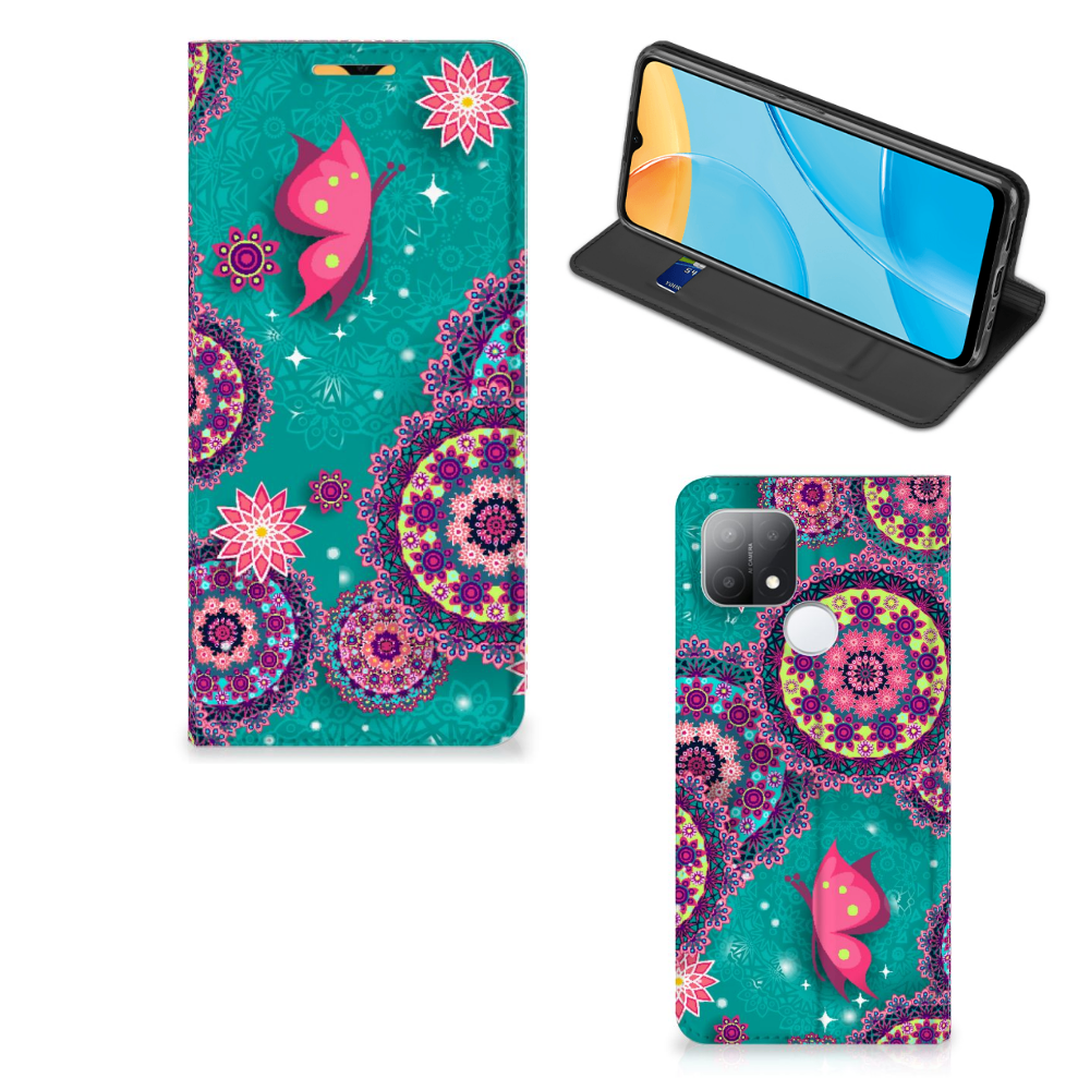 OPPO A15 Bookcase Cirkels en Vlinders - B2C Telecom