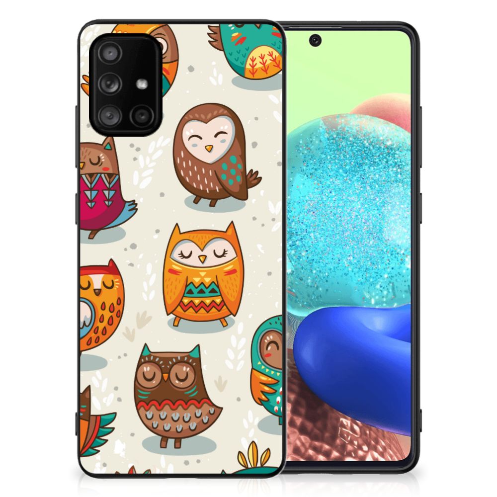Samsung Galaxy A71 Dierenprint Telefoonhoesje Vrolijke Uilen B2C Telecom