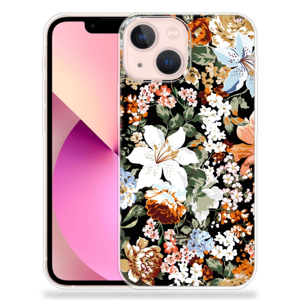TPU Case voor iPhone 13 mini Dark Flowers