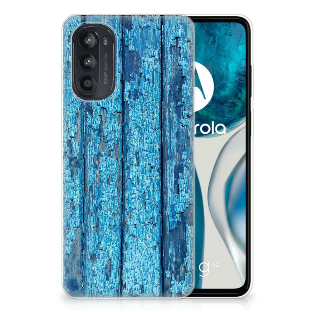 Motorola Moto G52/G82 Bumper Hoesje Wood Blue B2C Telecom