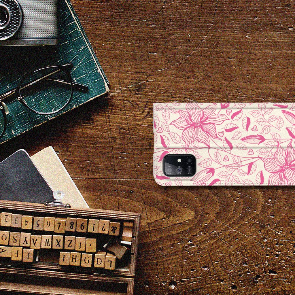 Samsung Galaxy M51 Smart Cover Pink Flowers - B2C Telecom