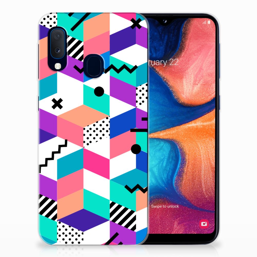 Samsung Galaxy A20e TPU Hoesje Blokken Kleurrijk