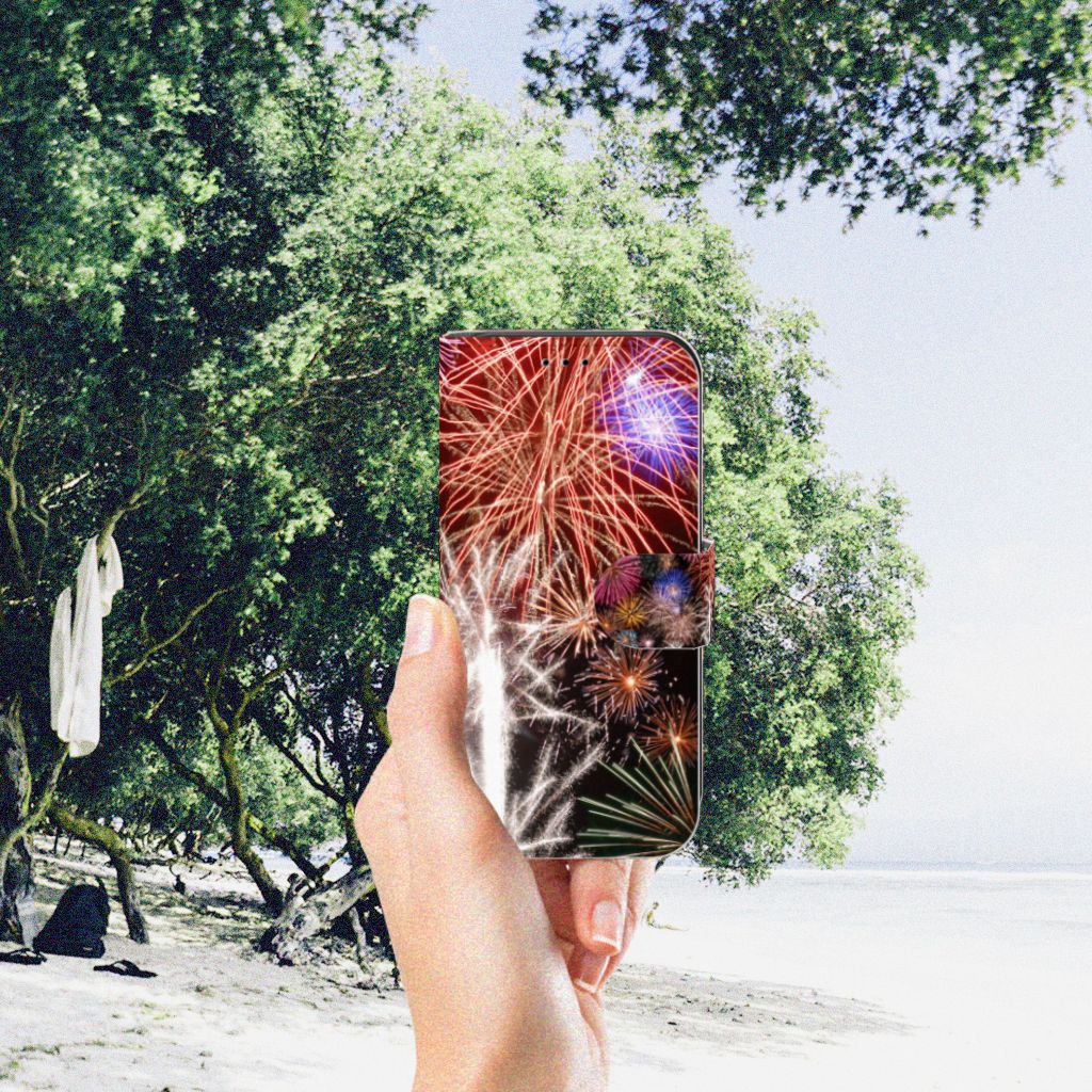 Apple iPhone 11 Pro Wallet Case met Pasjes Vuurwerk