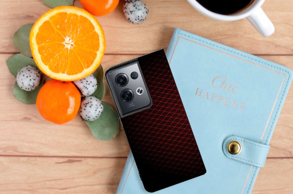 OPPO Reno8 Pro Hoesje met Magneet Geruit Rood - B2C Telecom
