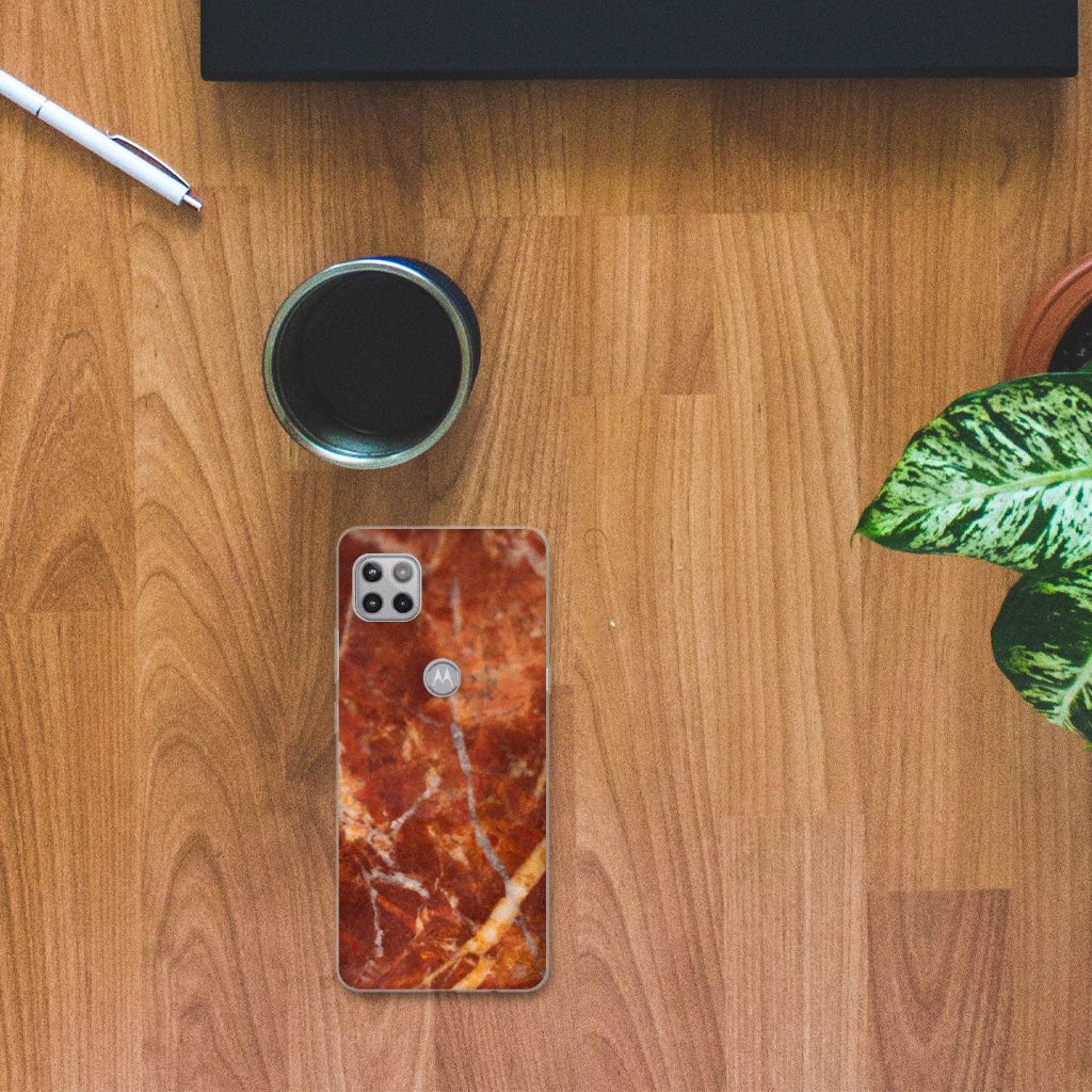 Motorola Moto G 5G TPU Siliconen Hoesje Marmer Bruin B2C Telecom