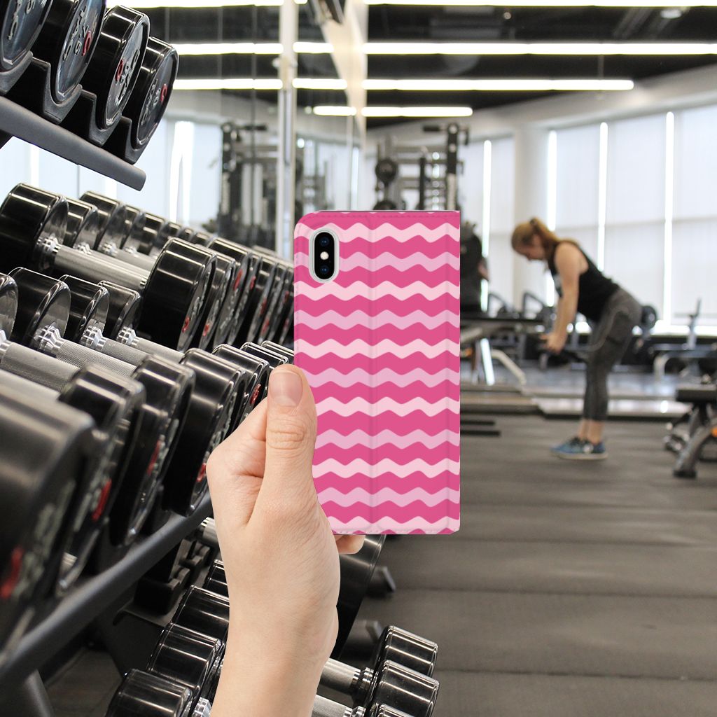 Apple iPhone Xs Max Hoesje met Magneet Waves Pink