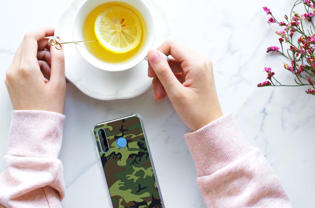 Huawei P30 Lite Doorzichtige Silicone Hoesje Army Dark