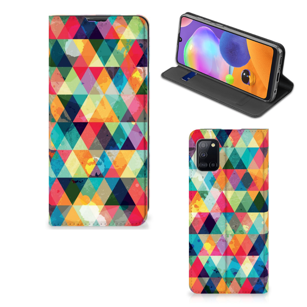 Samsung Galaxy A31 Hoesje met Magneet Geruit - B2C Telecom