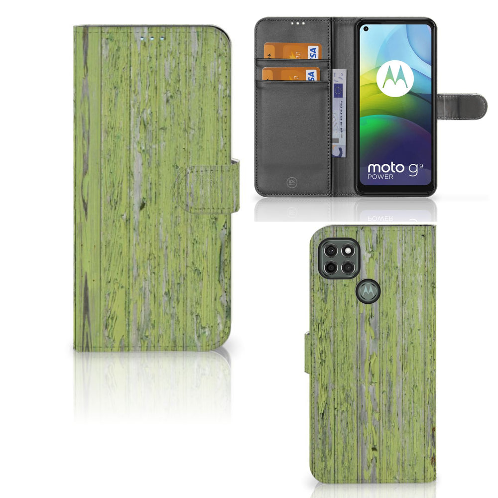 Motorola Moto G9 Power Book Style Case Green Wood