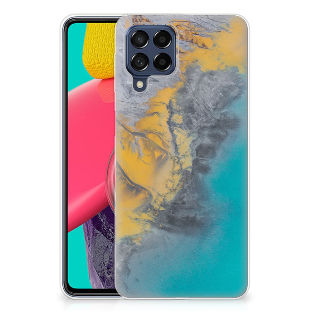 Samsung Galaxy M53 TPU Siliconen Hoesje Marble Blue Gold B2C Telecom