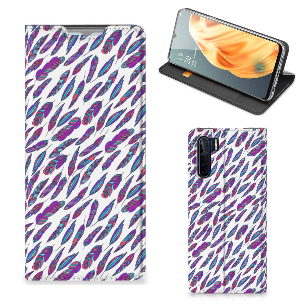 OPPO Reno3 | A91 Hoesje met Magneet Feathers Color
