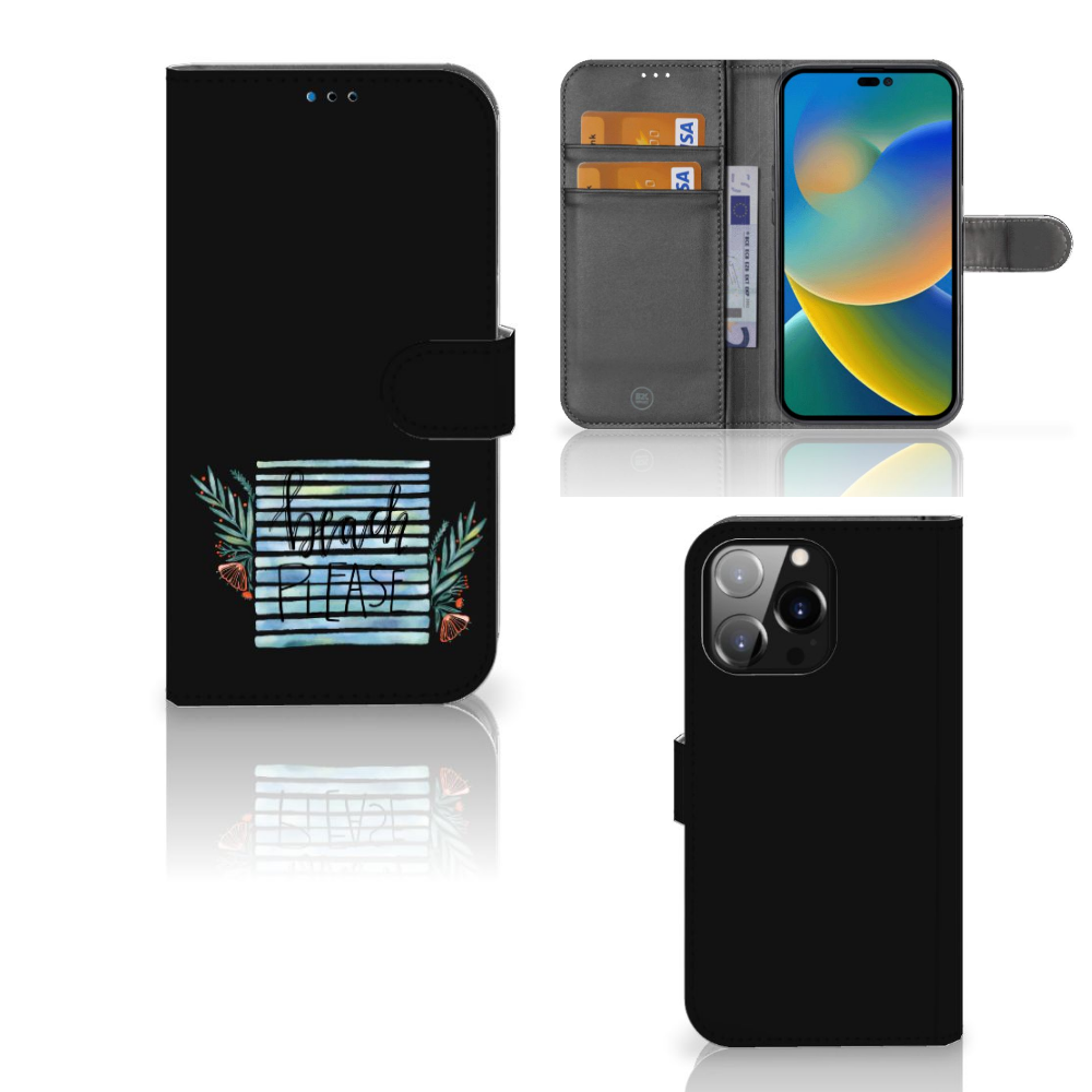 iPhone 14 Pro Max Leuk Hoesje Boho Beach met vrolijk design en 'Beach Please' tekst đ