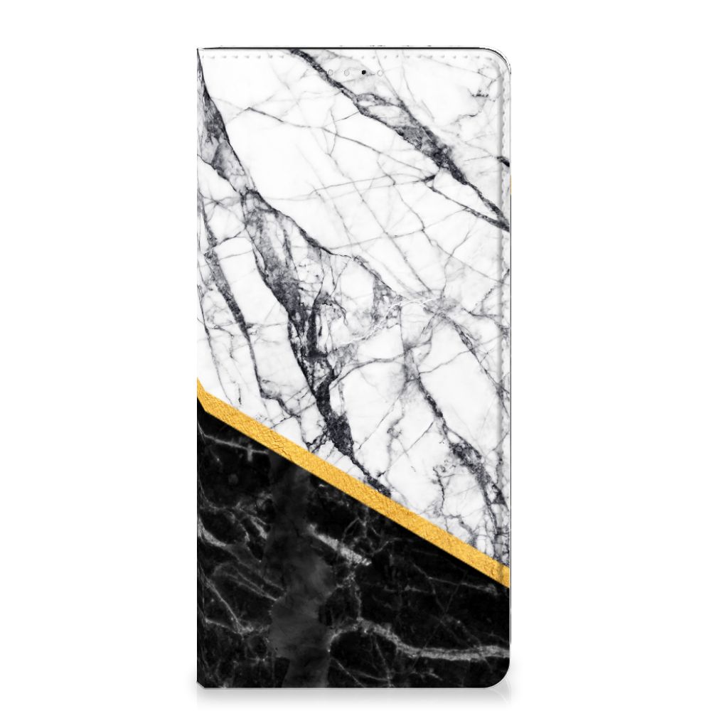 Samsung Galaxy A33 5G Standcase Marmer Wit Zwart - Origineel Cadeau Man - B2C Telecom