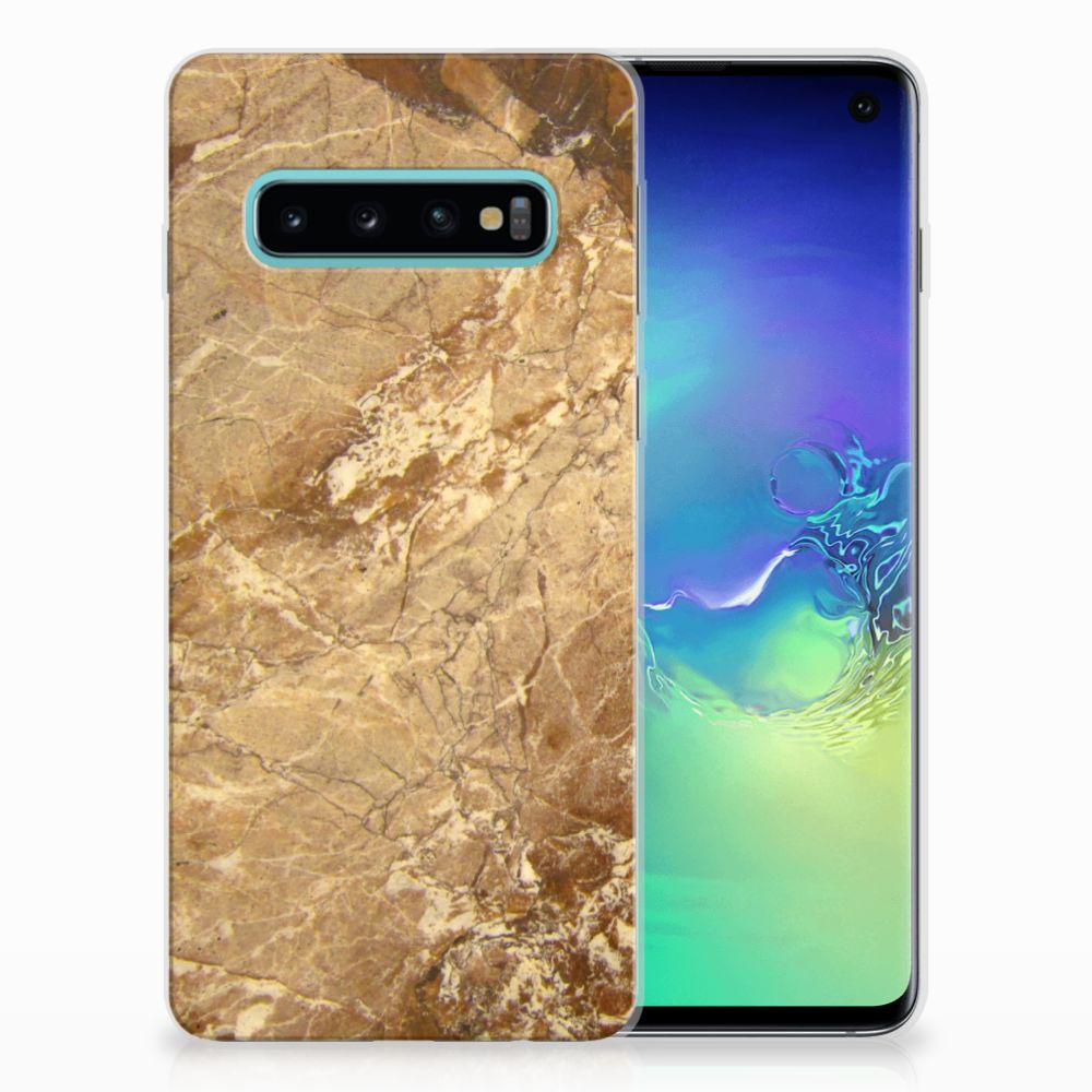 Samsung Galaxy S10 TPU Siliconen Hoesje Marmer Creme