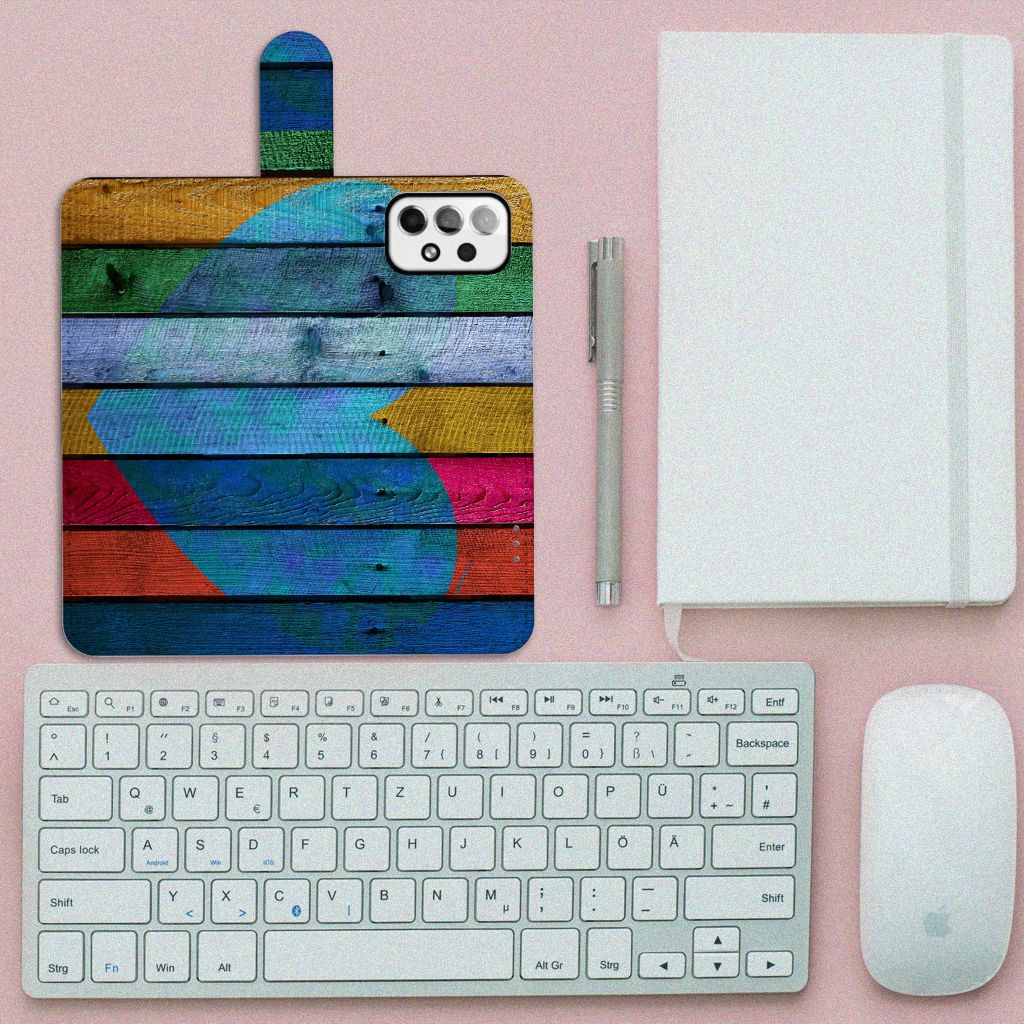 Samsung Galaxy A73 5G Book Style Case Wood Heart - Cadeau voor je Vriend