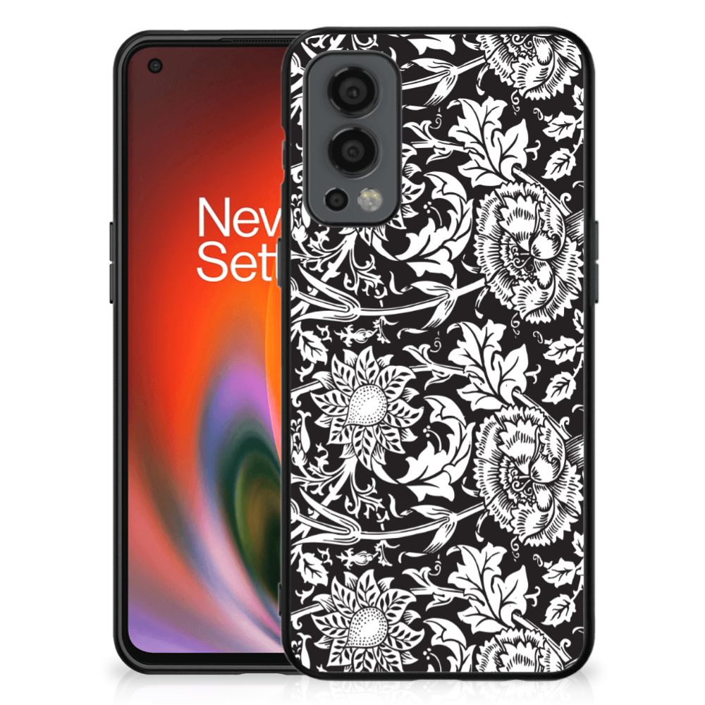 OnePlus Nord 2 Bloemen Hoesje Black Flowers