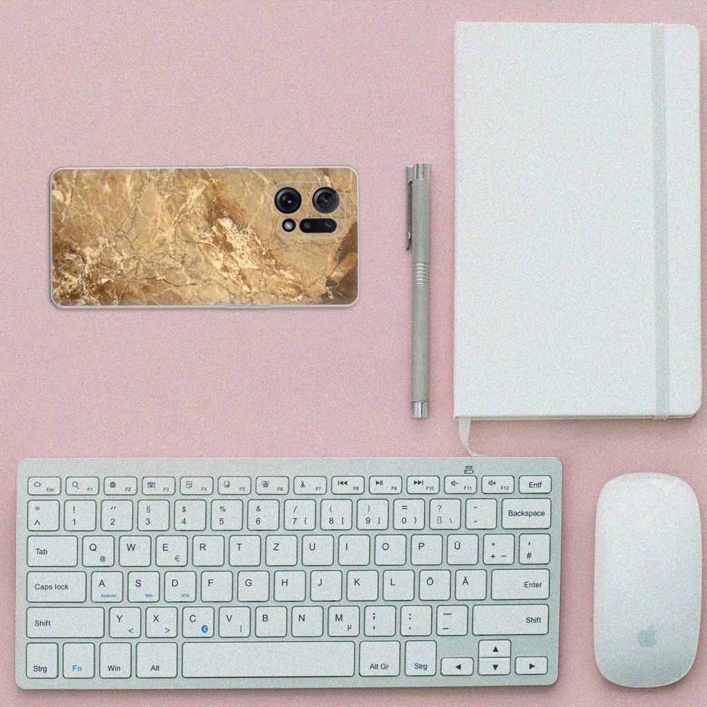 OPPO Find X5 TPU Siliconen Hoesje Marmer Creme