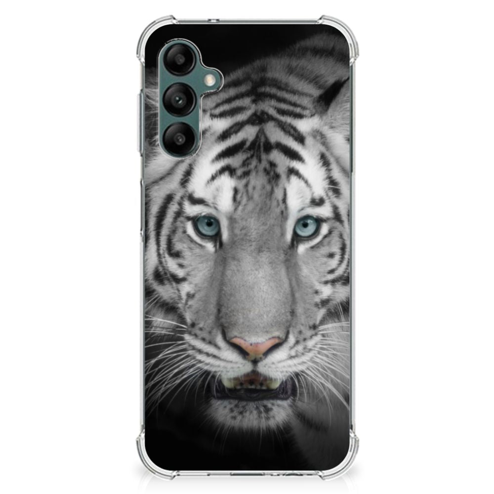 Samsung Galaxy A14 5G/4G Case Anti-shock Tijger met een unieke tijgerprint op een flexibele rubberen hoes.