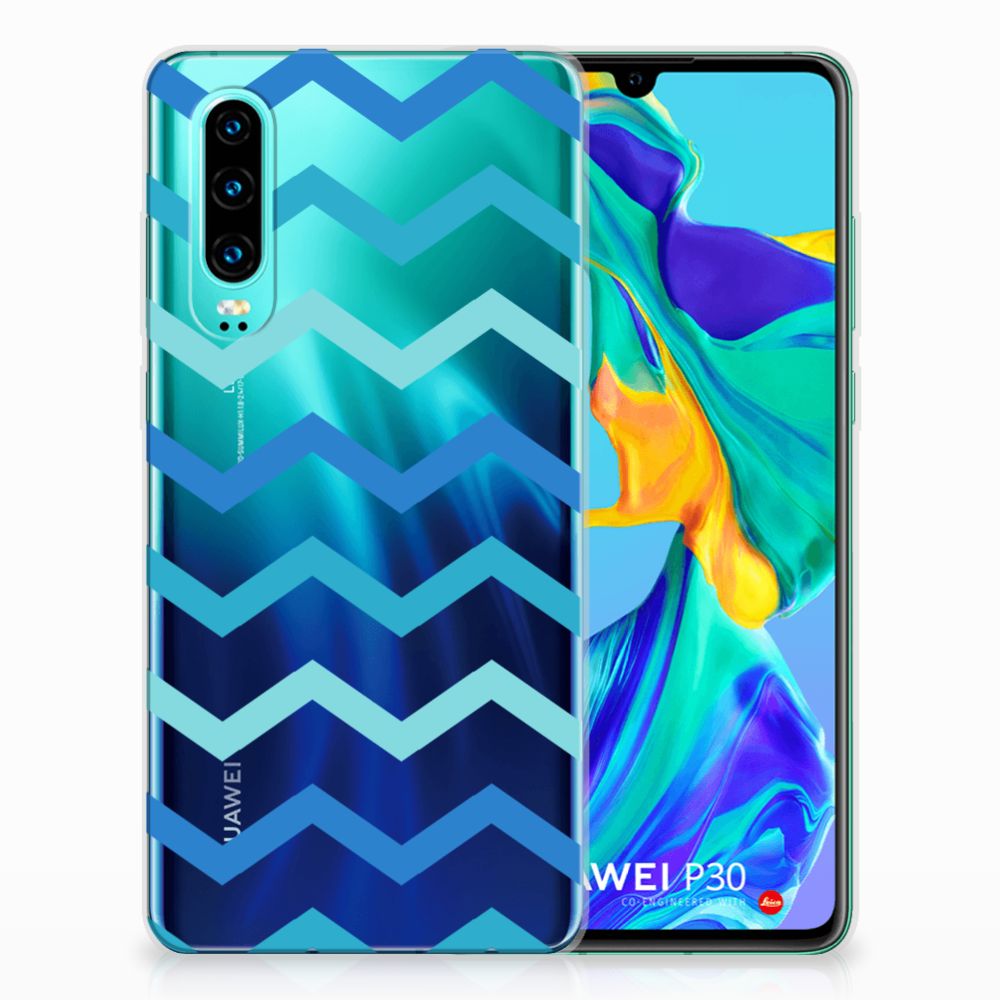 Huawei P30 TPU bumper Zigzag Blauw