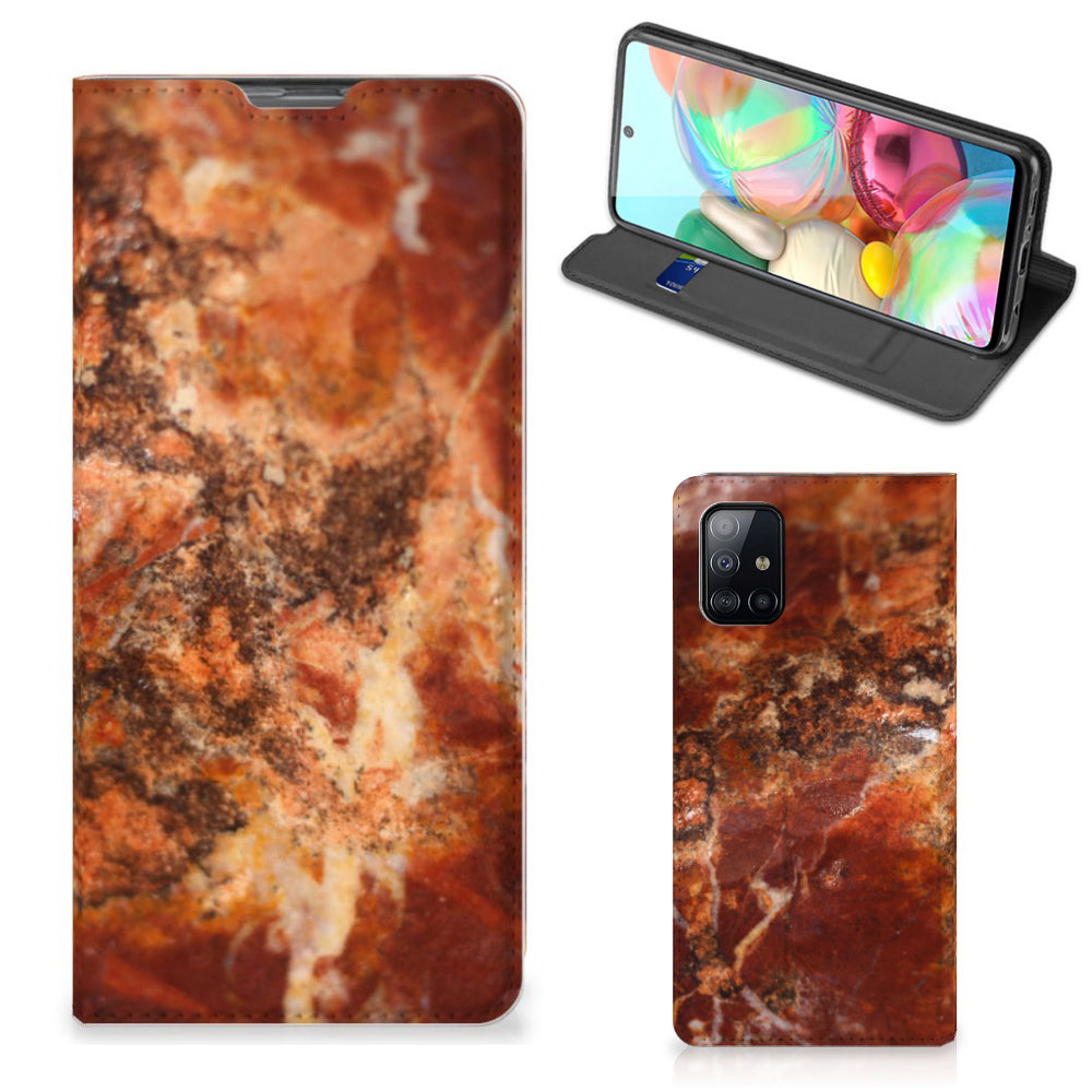 Samsung Galaxy A71 Standcase Marmer Bruin