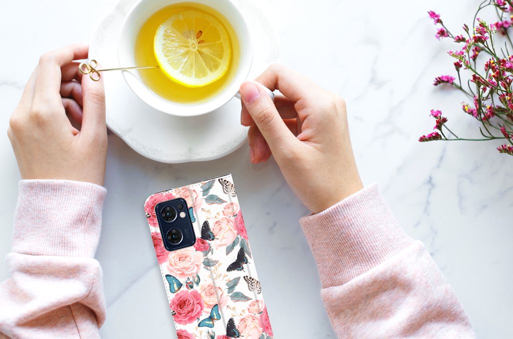 OPPO Find X5 Lite | Reno7 5G Smart Cover Butterfly Roses - B2C Telecom