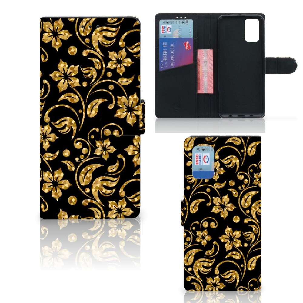 Samsung Galaxy A02s | M02s Hoesje Gouden Bloemen