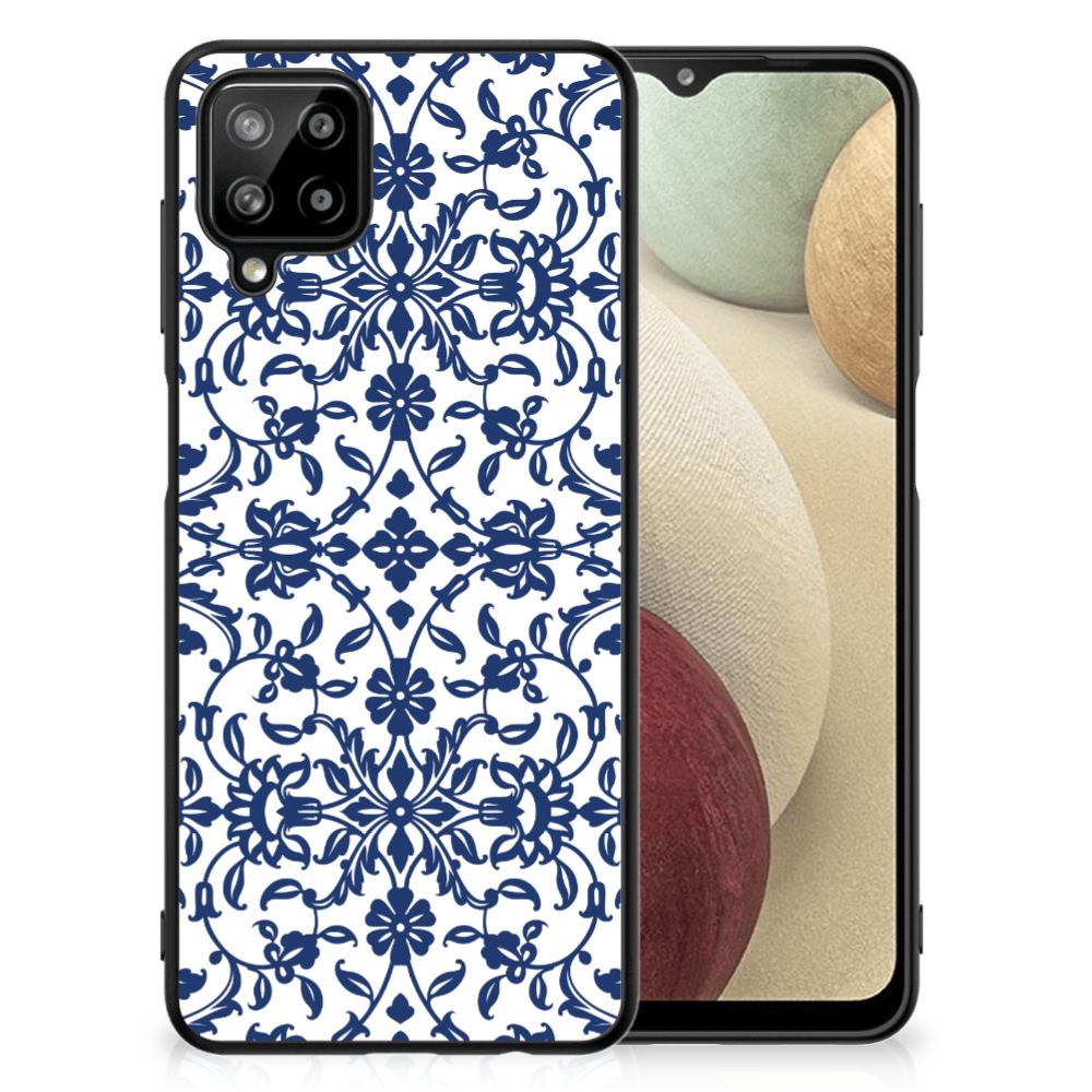 Samsung Galaxy A12 Bloemen Hoesje Flower Blue B2C Telecom