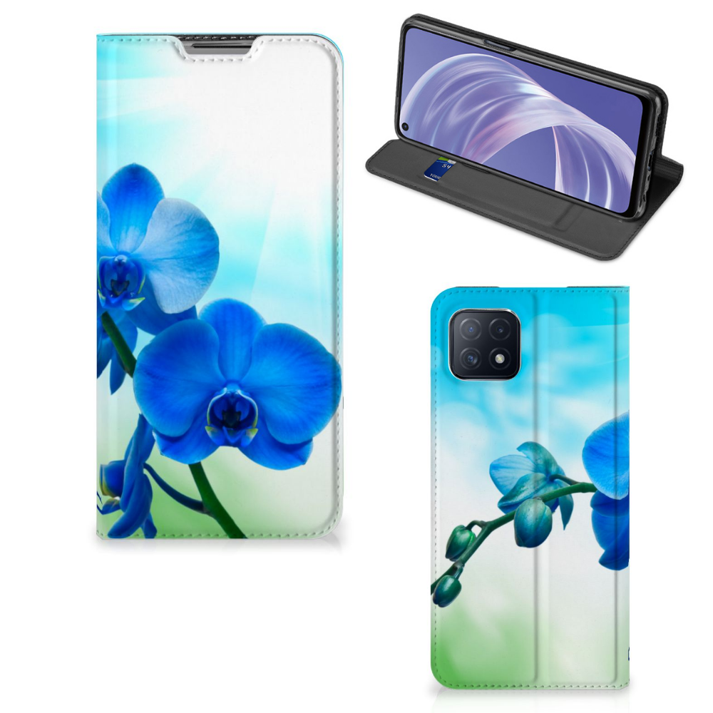 OPPO A73 5G Smart Cover Orchidee Blauw - Cadeau voor je Moeder - B2C Telecom