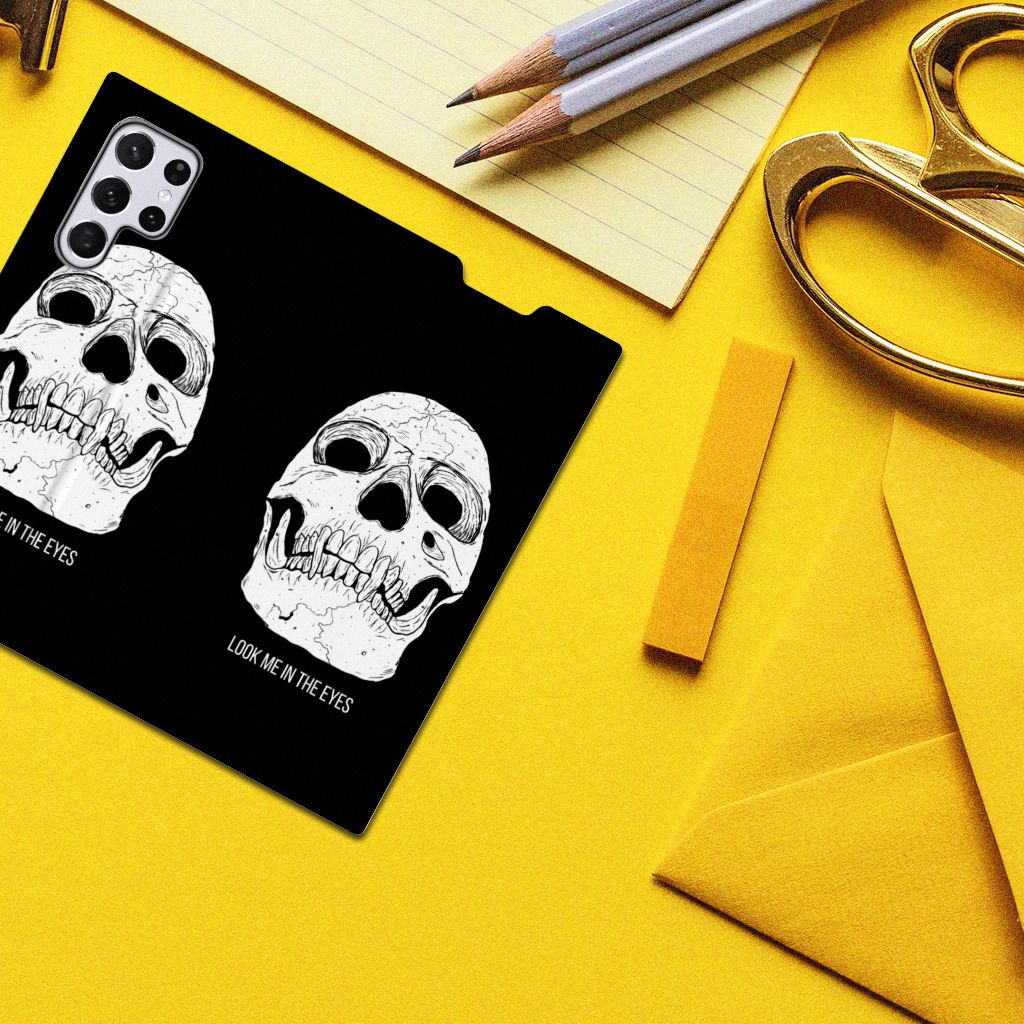 Mobiel BookCase Samsung Galaxy S22 Ultra Skull Eyes - B2C Telecom
