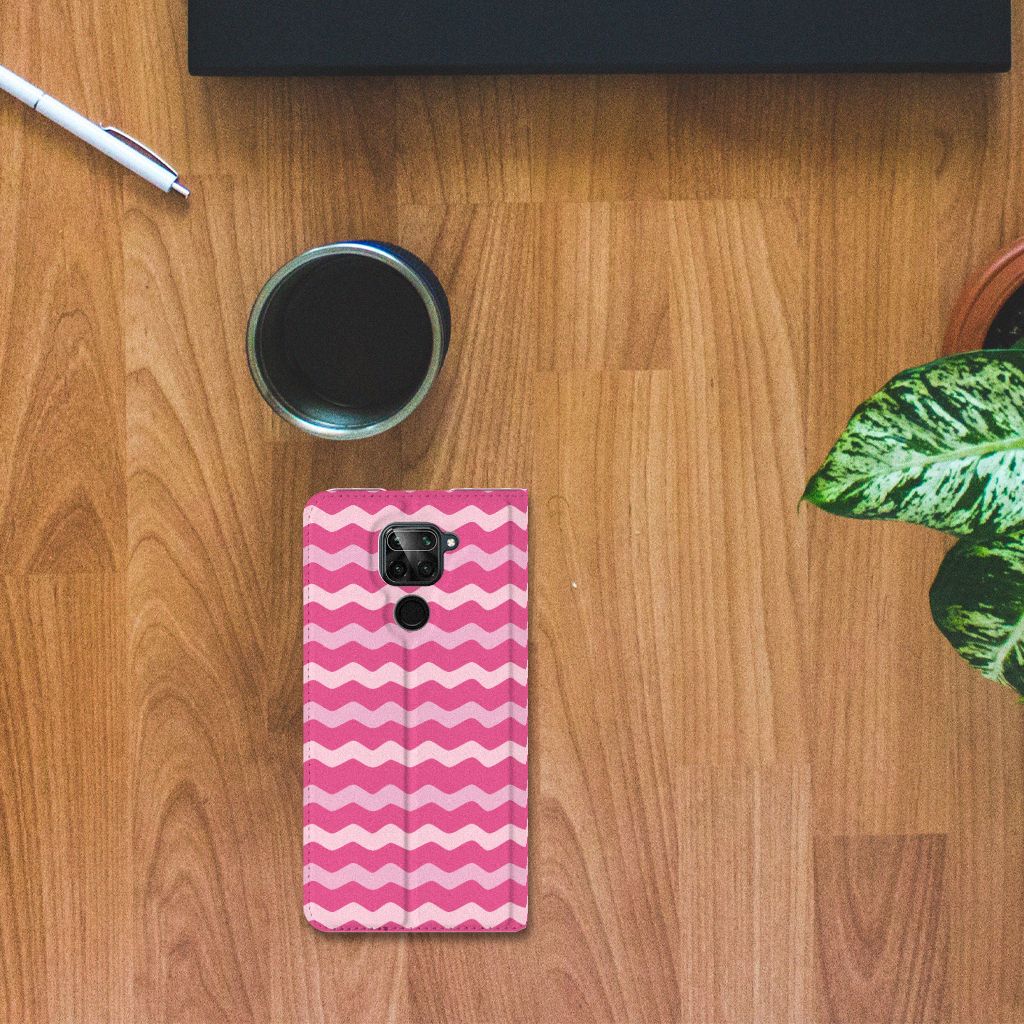 Xiaomi Redmi Note 9 Hoesje met Magneet Waves Pink - B2C Telecom