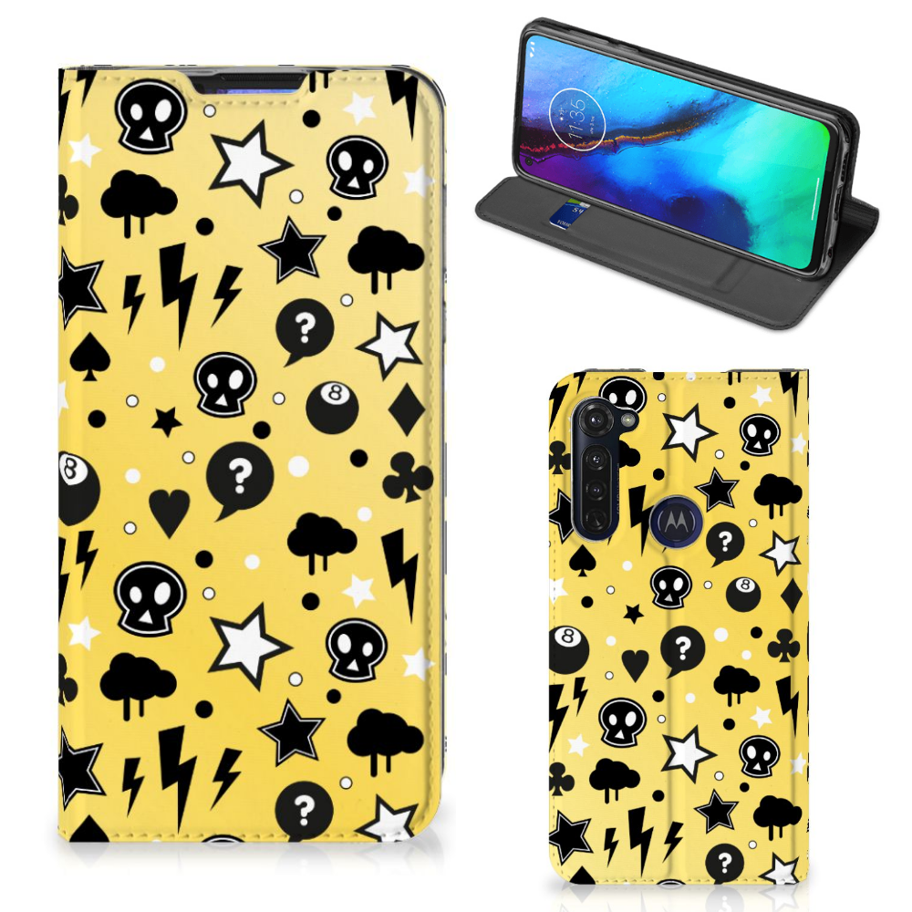 Mobiel BookCase Motorola Moto G Pro Punk Geel - B2C Telecom