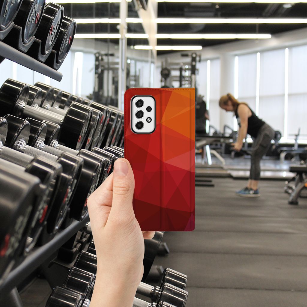 Stand Case voor Samsung Galaxy A73 Polygon Red - B2C Telecom