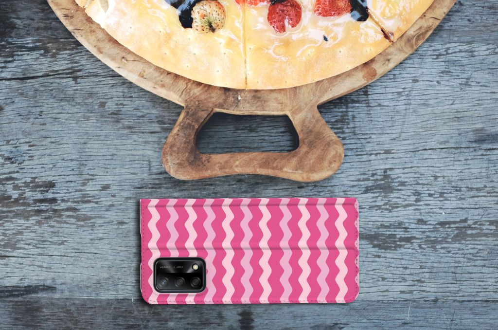 OPPO A74 4G Hoesje met Magneet Waves Pink - B2C Telecom