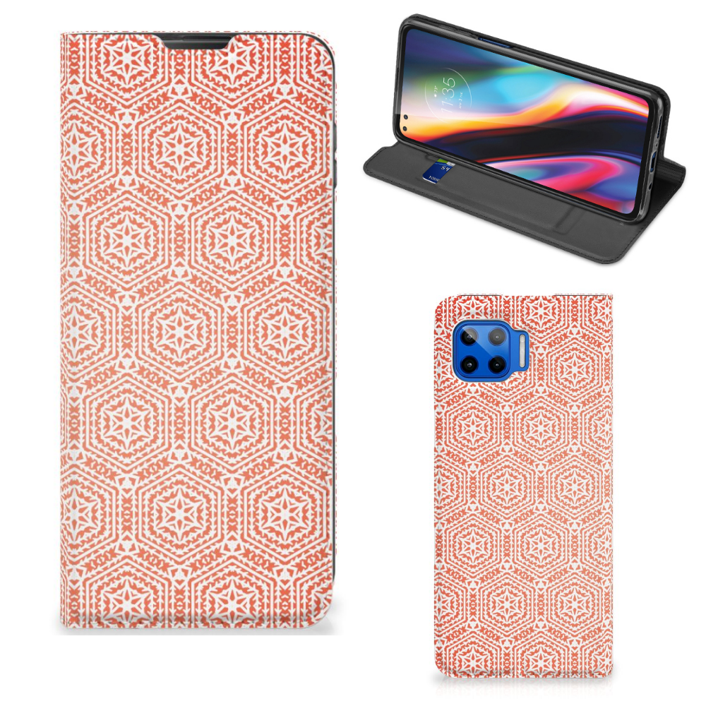 Motorola Moto G 5G Plus Hoesje met Magneet Pattern Orange - B2C Telecom