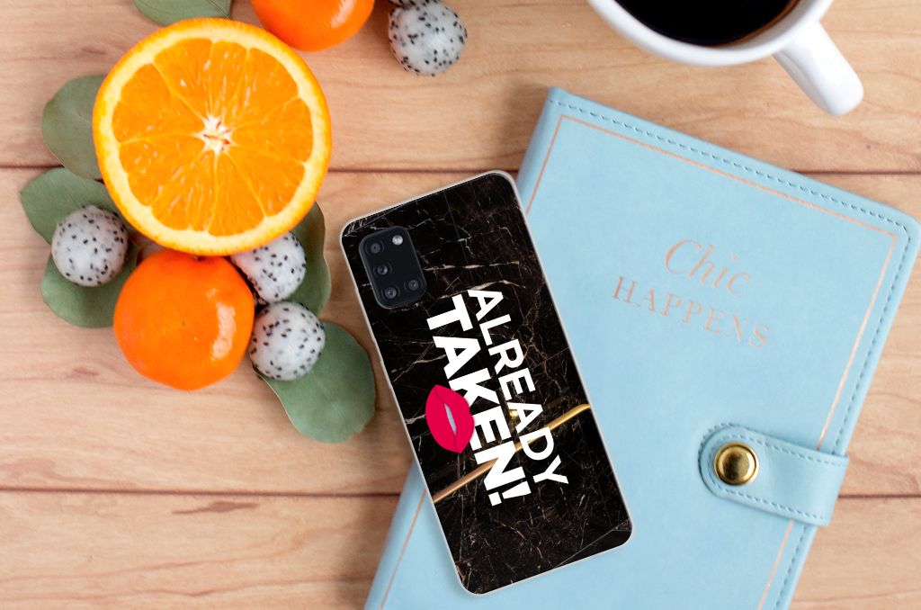 Samsung Galaxy A31 Siliconen hoesje met naam Already Taken Black B2C Telecom