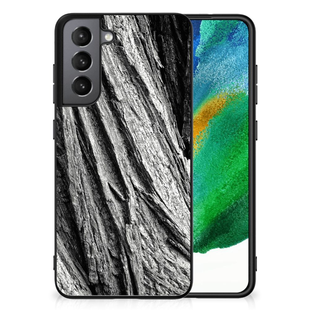 Houten Print Telefoonhoesje Samsung Galaxy S21FE Boomschors Grijs