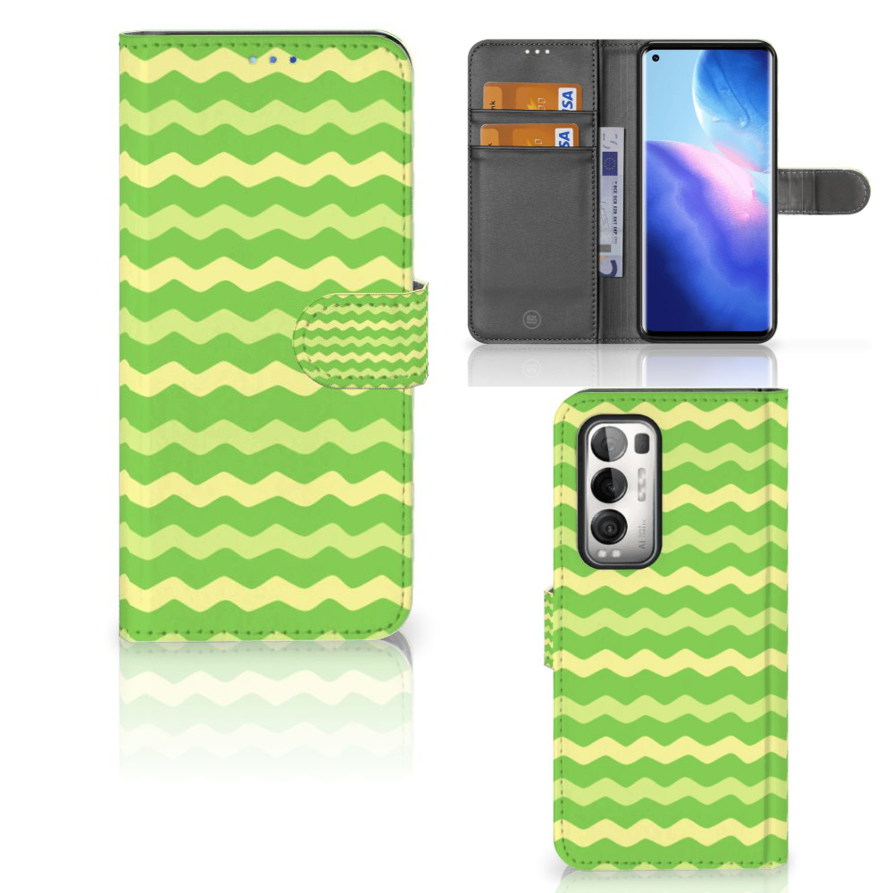 OPPO Find X3 Neo 5G Telefoon Hoesje Waves Green
