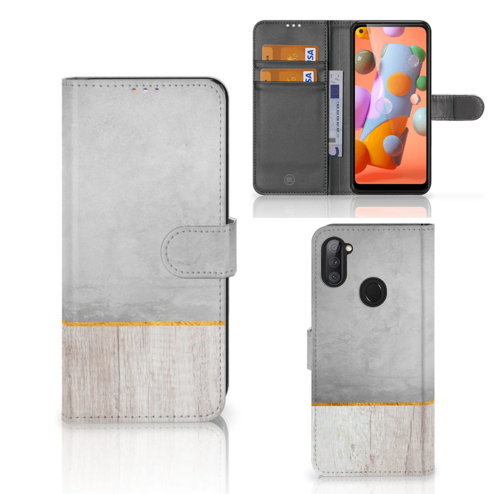 Samsung Galaxy M11 | A11 Book Style Case Wood Concrete