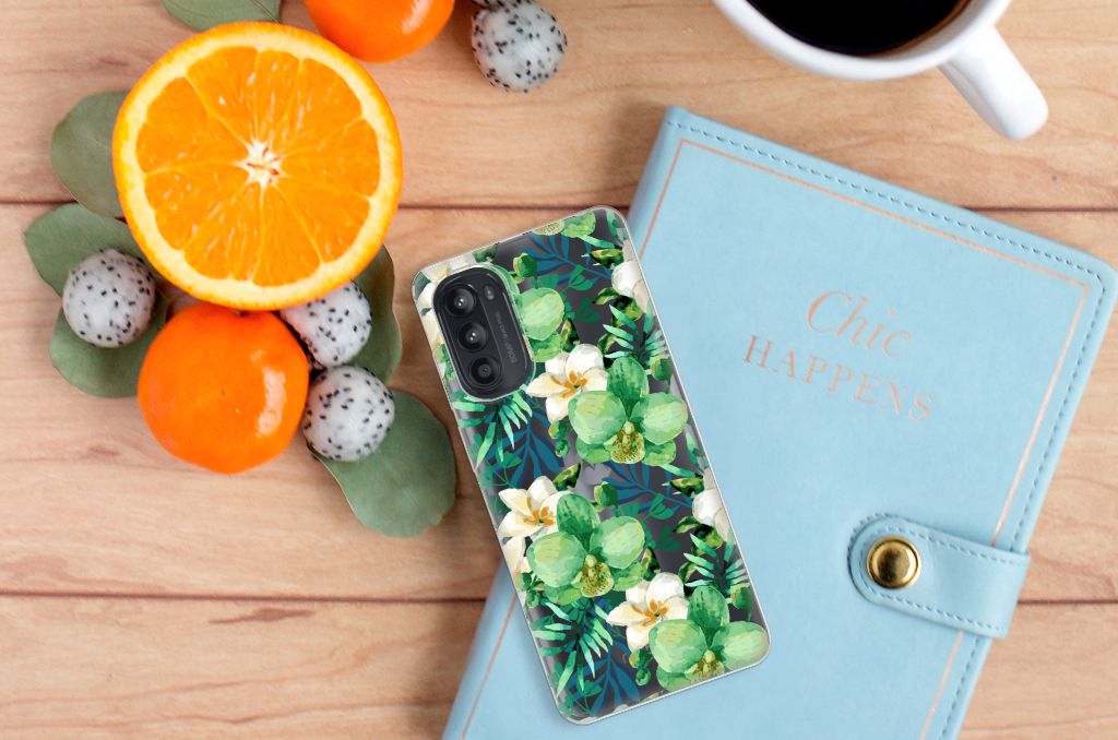 Motorola Moto G52/G82 TPU Case Orchidee Groen B2C Telecom